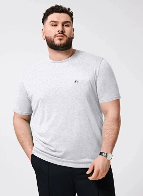 Triptee Solid Men Round Neck Grey T-Shirt