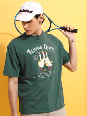 HIGHLANDER Printed, Typography Men Round Neck Green T-Shirt