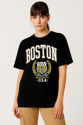 Be Crazy Typography Women Round Neck Black T-Shirt