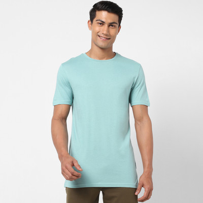 Ajile By Pantaloons Solid Men Round Neck Green T-Shirt
