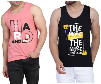 WOOSTRO Printed Men Scoop Neck Pink, Black T-Shirt