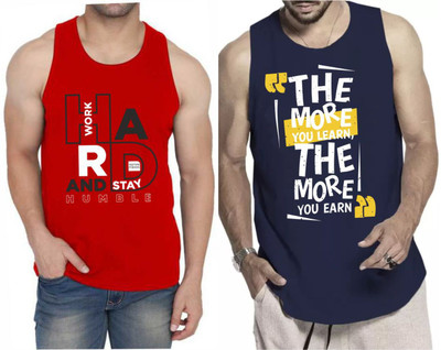 WOOSTRO Graphic Print Men Scoop Neck Red, Dark Blue T-Shirt