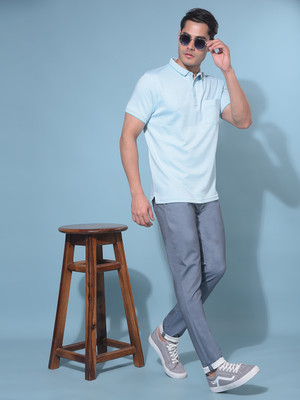 CRIMSOUNE CLUB Solid Men Polo Neck Blue T-Shirt