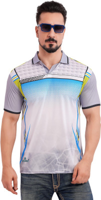 FABWAX Printed Men Polo Neck Multicolor T-Shirt