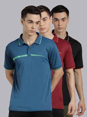 Force NXT Solid Men Polo Neck Multicolor T-Shirt