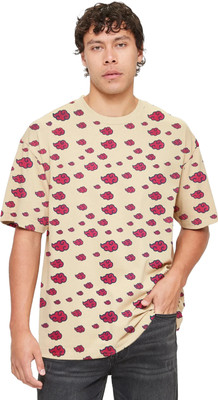 SONI BROS Printed Men Round Neck Beige T-Shirt