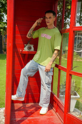 Wavyn Printed Men Round Neck Light Green T-Shirt