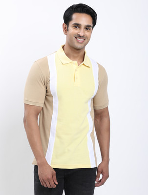 INDIAN TERRAIN Colorblock Men Polo Neck Brown T-Shirt