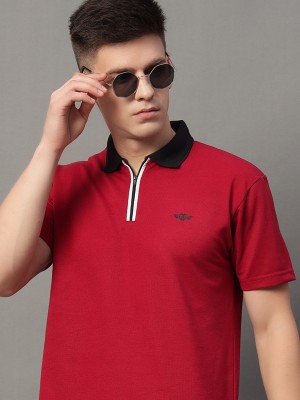 GETGOLF Solid Men Polo Neck Red T-Shirt