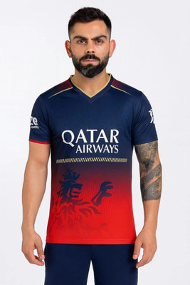 rjm Printed Men V Neck Red T-Shirt