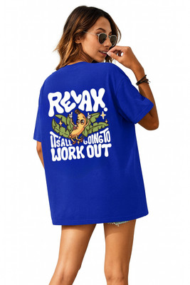 Madliyn Graphic Print Women Round Neck Blue T-Shirt