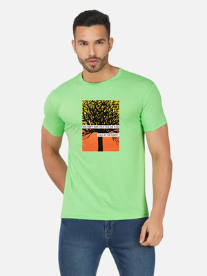 Moda Rapido Printed Men Round Neck Green T-Shirt