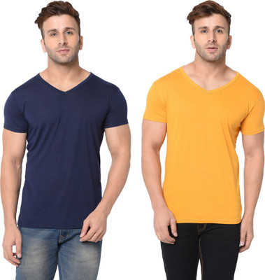 Moordale Fab Solid Men V Neck Multicolor T-Shirt