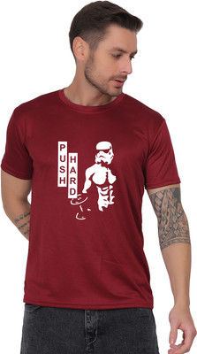 Atharva Trends Printed Men Round Neck Maroon T-Shirt