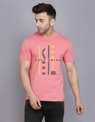 Cryptic Printed Men Round Neck Pink T-Shirt