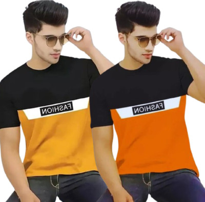 URE Enterprises Graphic Print Men Round Neck Yellow, Orange T-Shirt