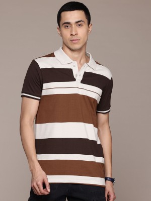 Roadster Striped Men Polo Neck Multicolor T-Shirt