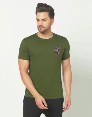 Jack Paris Printed Men Round Neck Green T-Shirt
