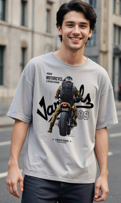 Smartees Printed Men Round Neck Grey T-Shirt