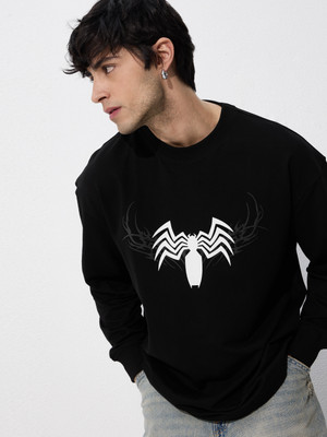 The Souled Store Printed Men Round Neck Black T-Shirt