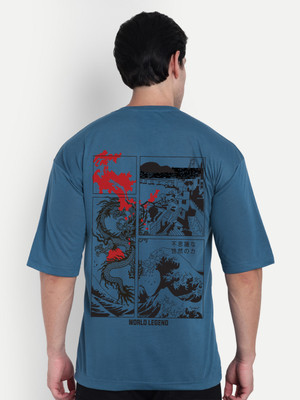 HouseOfCommon Graphic Print Men Round Neck Blue T-Shirt