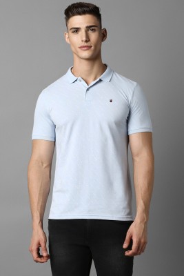 Louis Philippe Sport Printed Men Polo Neck Light Blue T-Shirt