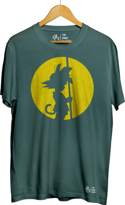 THE PRINT PLATTER Printed Men Round Neck Dark Green T-Shirt