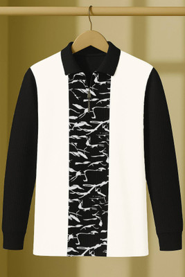 Conway Printed Men Polo Neck Black, White T-Shirt