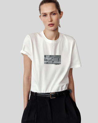 JHAJEE Graphic Print Women Round Neck White T-Shirt