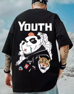 Clickwell Trending Printed, Typography Men Round Neck Black T-Shirt