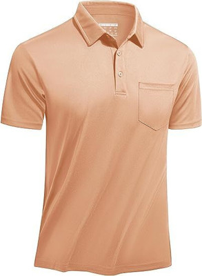 COLORTRAIT Solid Men Polo Neck Pink T-Shirt