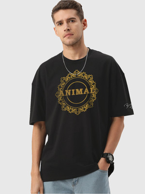 Braag And Hustle Printed, Typography Men Round Neck Gold T-Shirt
