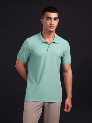 TECHNOSPORT Self Design Men Polo Neck Reversible Green T-Shirt