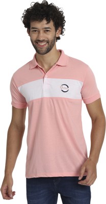 Proxima Colorblock Men Polo Neck Pink T-Shirt