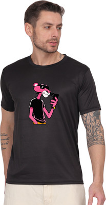 Buzzbloom Printed Men Round Neck Black T-Shirt