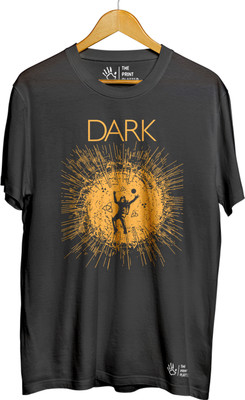 THE PRINT PLATTER Printed Men Round Neck Black T-Shirt