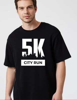 fashnobic Self Design Men Round Neck Black T-Shirt