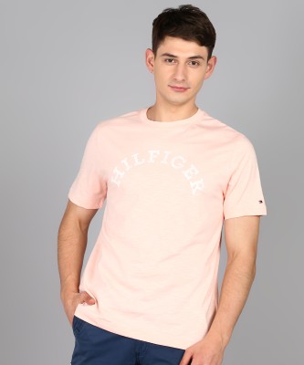 TOMMY HILFIGER Printed Men Round Neck Pink T-Shirt