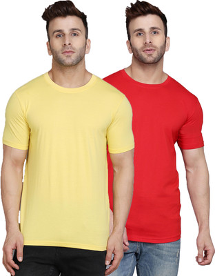 SLOWLORIS Solid Men Round Neck Multicolor T-Shirt