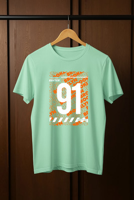 ABSTER Graphic Print, Typography Men Round Neck Light Green T-Shirt