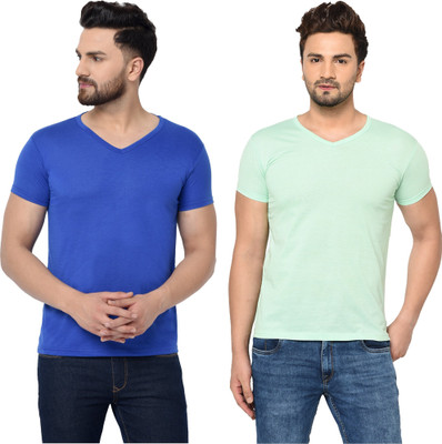 Tresna Trending Solid Men V Neck Multicolor T-Shirt