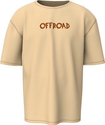 Hello Swanky Printed Men Round Neck Beige T-Shirt