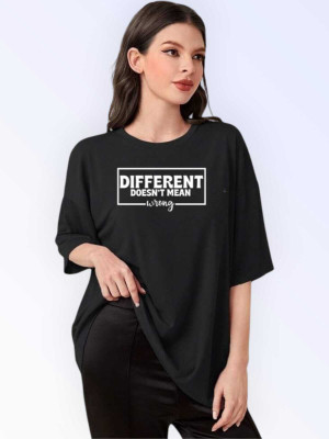 Stylicity Printed Women Round Neck Black T-Shirt