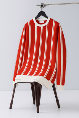 NB NICKY BOY Striped Men Round Neck Red T-Shirt