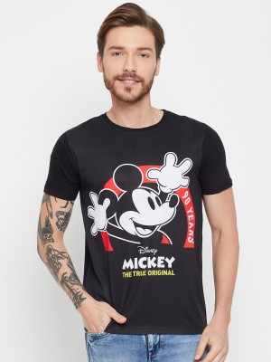 Disney By Wear Your Mind Printed, Typography Men Round Neck Black T-Shirt