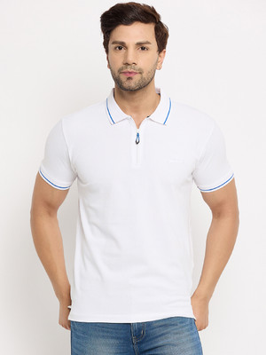 DUKE Solid Men Polo Neck White T-Shirt