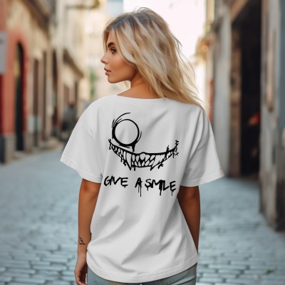 UrGear Printed Women Round Neck Black, White T-Shirt