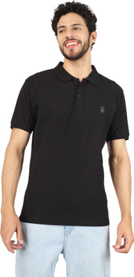 BlueFicus Solid Men Polo Neck Black T-Shirt