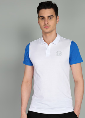 PUMA Colorblock Men Polo Neck White T-Shirt