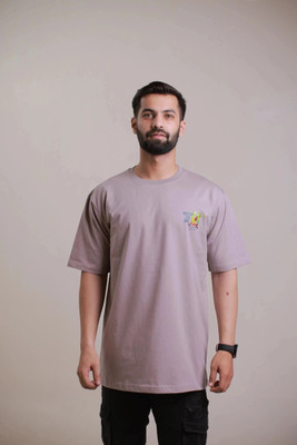 TREADMEN Graphic Print Men Round Neck Purple T-Shirt